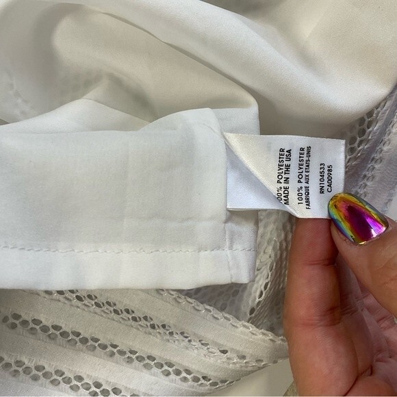 Nanette Lepore Daisy Embroidered Stripe Mini Dress Bridal White Bell Sleeve US 2 - Picture 6 of 7